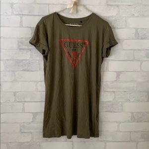 Guess olive green t shirt dress